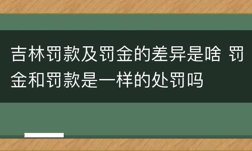 吉林罚款及罚金的差异是啥 罚金和罚款是一样的处罚吗