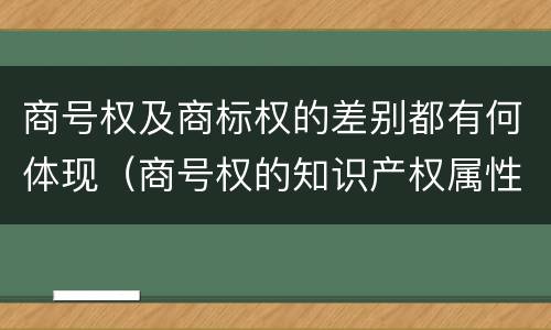 商号权及商标权的差别都有何体现（商号权的知识产权属性）