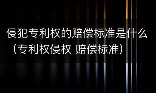 侵犯专利权的赔偿标准是什么（专利权侵权 赔偿标准）