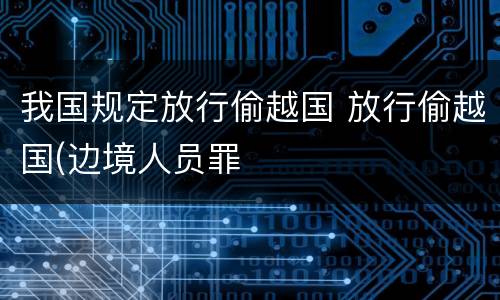 我国规定放行偷越国 放行偷越国(边境人员罪