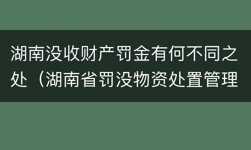 湖南没收财产罚金有何不同之处（湖南省罚没物资处置管理办法）