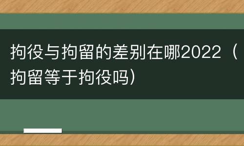拘役与拘留的差别在哪2022（拘留等于拘役吗）