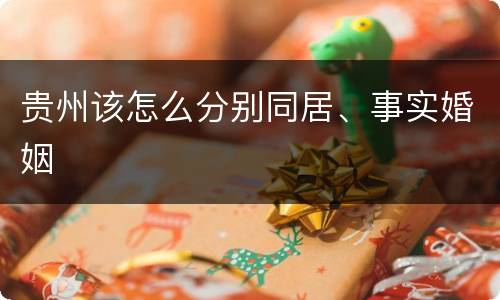 贵州该怎么分别同居、事实婚姻