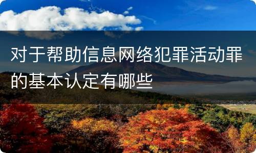 对于帮助信息网络犯罪活动罪的基本认定有哪些
