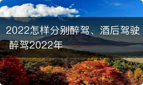 2022怎样分别醉驾、酒后驾驶 醉驾2022年