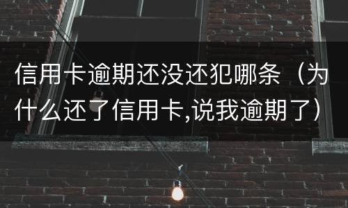 信用卡逾期还没还犯哪条（为什么还了信用卡,说我逾期了）