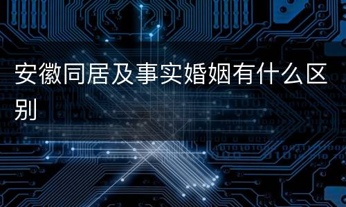 安徽同居及事实婚姻有什么区别