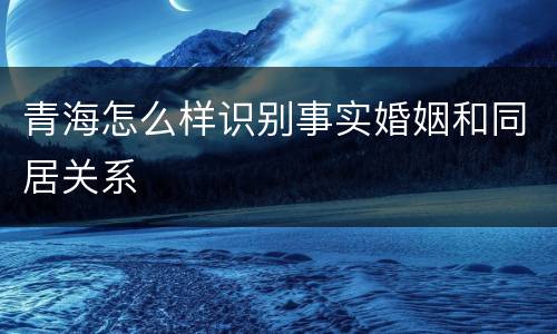 青海怎么样识别事实婚姻和同居关系