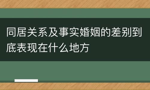 同居关系及事实婚姻的差别到底表现在什么地方