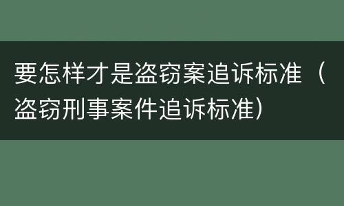 要怎样才是盗窃案追诉标准（盗窃刑事案件追诉标准）