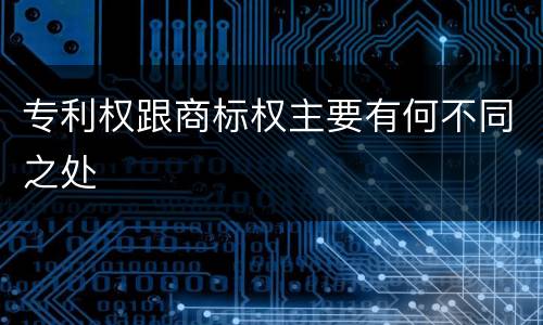 专利权跟商标权主要有何不同之处