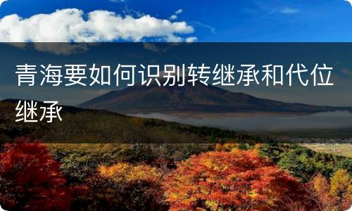 青海要如何识别转继承和代位继承
