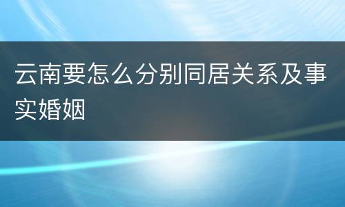 云南要怎么分别同居关系及事实婚姻