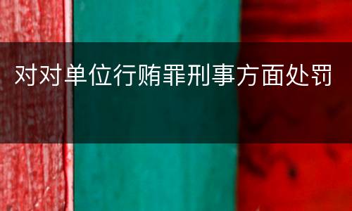 对对单位行贿罪刑事方面处罚