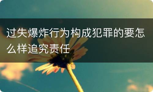 过失爆炸行为构成犯罪的要怎么样追究责任