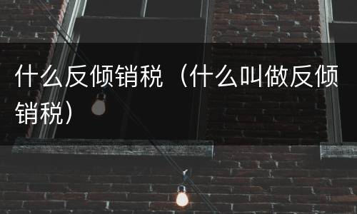 什么反倾销税（什么叫做反倾销税）