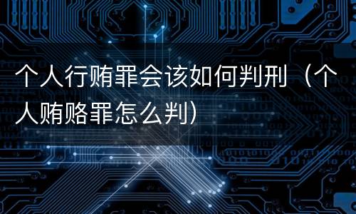 个人行贿罪会该如何判刑（个人贿赂罪怎么判）