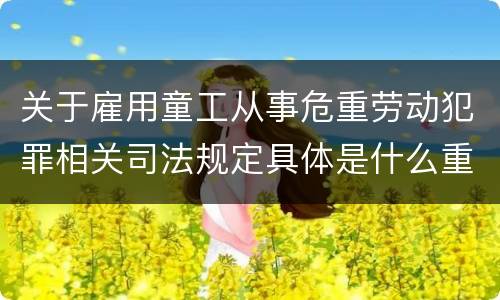 关于雇用童工从事危重劳动犯罪相关司法规定具体是什么重要内容