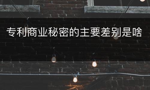 专利商业秘密的主要差别是啥