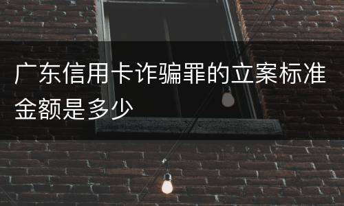 广东信用卡诈骗罪的立案标准金额是多少