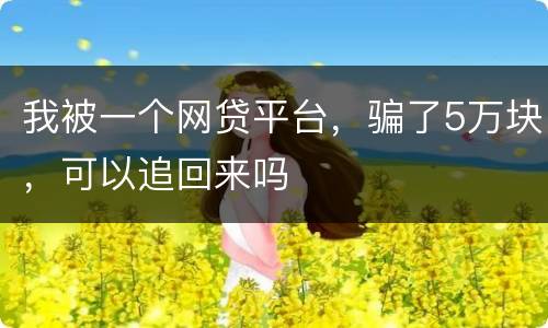 我被一个网贷平台，骗了5万块，可以追回来吗