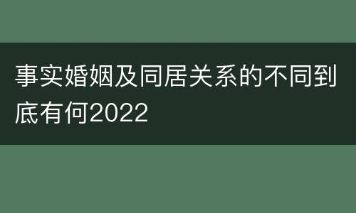 事实婚姻及同居关系的不同到底有何2022