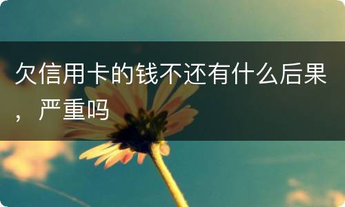 欠信用卡的钱不还有什么后果，严重吗
