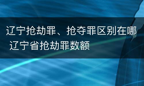 辽宁抢劫罪、抢夺罪区别在哪 辽宁省抢劫罪数额