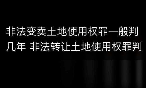 非法变卖土地使用权罪一般判几年 非法转让土地使用权罪判几年