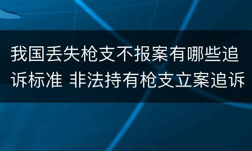 我国丢失枪支不报案有哪些追诉标准 非法持有枪支立案追诉标准