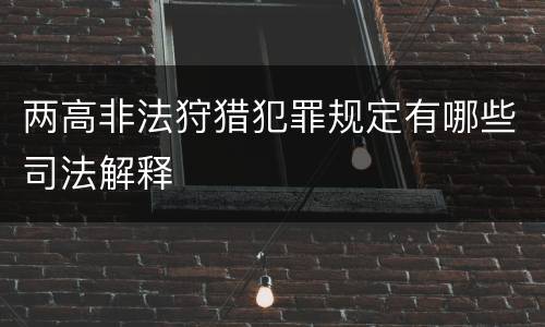 两高非法狩猎犯罪规定有哪些司法解释