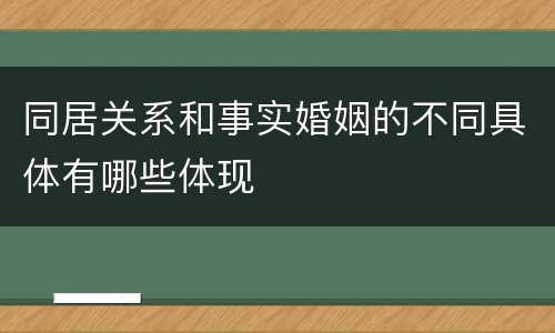 同居关系和事实婚姻的不同具体有哪些体现