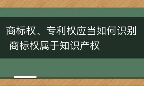 商标权、专利权应当如何识别 商标权属于知识产权
