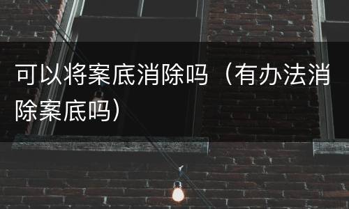 可以将案底消除吗（有办法消除案底吗）