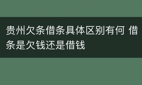 贵州欠条借条具体区别有何 借条是欠钱还是借钱
