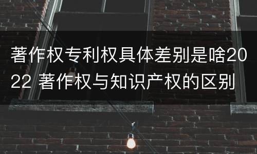 著作权专利权具体差别是啥2022 著作权与知识产权的区别