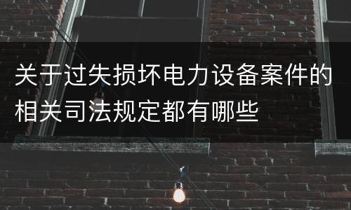 关于过失损坏电力设备案件的相关司法规定都有哪些