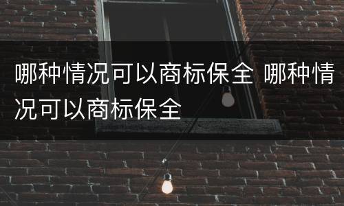 哪种情况可以商标保全 哪种情况可以商标保全