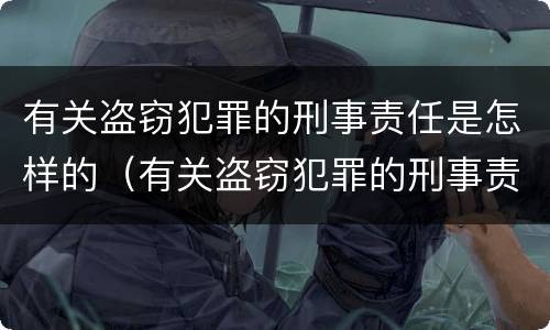 有关盗窃犯罪的刑事责任是怎样的（有关盗窃犯罪的刑事责任是怎样的处罚）