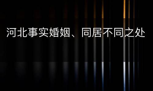 河北事实婚姻、同居不同之处