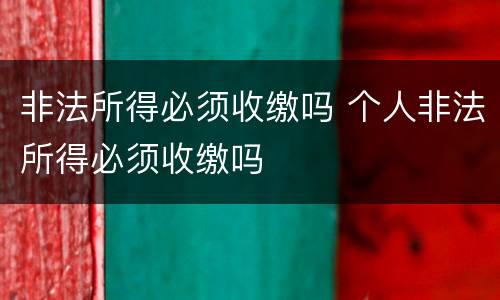 非法所得必须收缴吗 个人非法所得必须收缴吗