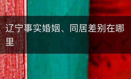 辽宁事实婚姻、同居差别在哪里