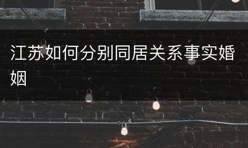 江苏如何分别同居关系事实婚姻