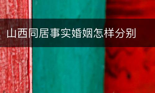 山西同居事实婚姻怎样分别