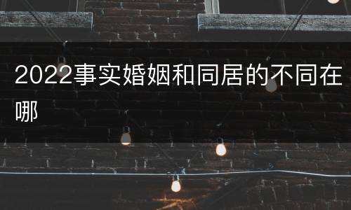 2022事实婚姻和同居的不同在哪