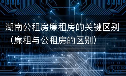 湖南公租房廉租房的关键区别（廉租与公租房的区别）