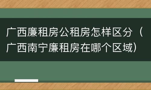 广西廉租房公租房怎样区分（广西南宁廉租房在哪个区域）
