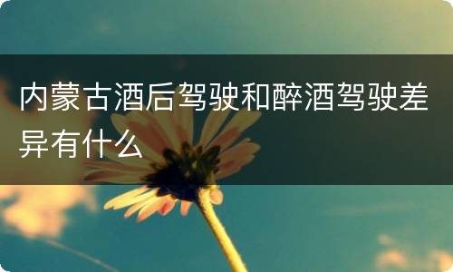 内蒙古酒后驾驶和醉酒驾驶差异有什么