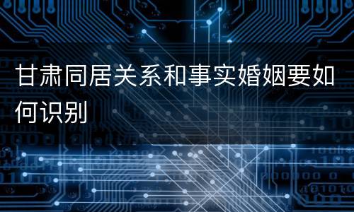 甘肃同居关系和事实婚姻要如何识别