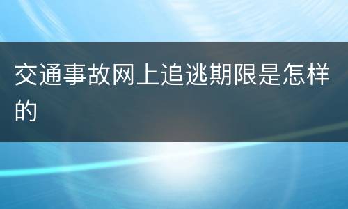 交通事故网上追逃期限是怎样的